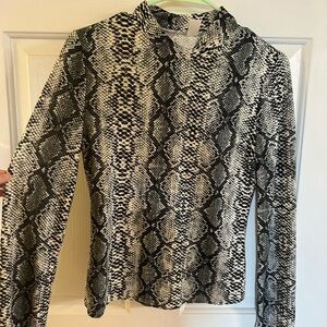 Snakeskin Print Long Sleeve Top